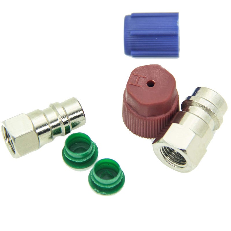 QDJUNE R12 to R134A AC Fitting Adapter Kit, R12 to R134a Conversion Kit, R12 R22 to R134A High/Low Fitting Port 1/4In to 7/16In Conversion Adapter, Fits for Ac Valve Core Kit - Image 2
